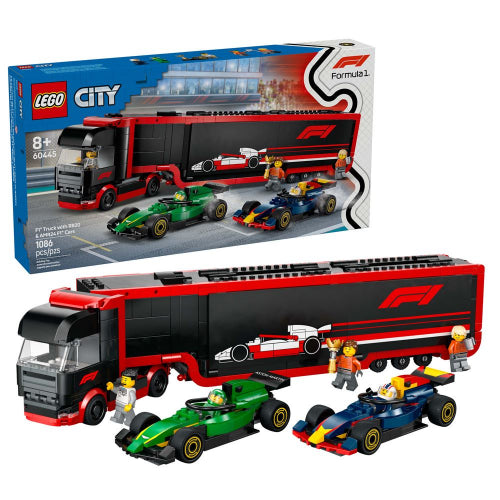 LEGO - 60445 - CITY - F1 Truck w/RB20 & AMR254 F1 Cars - 1086pcs