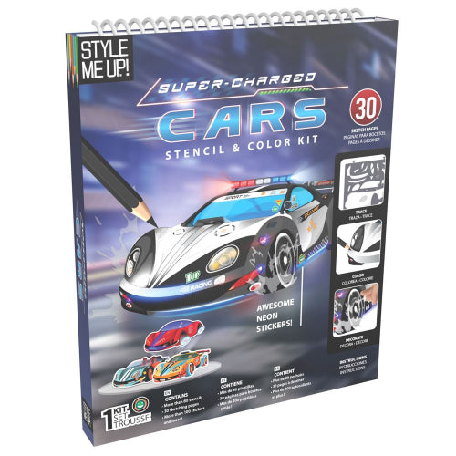 SpiceBox - STYLE ME UP - SUPER-CHARGED CARS - STENCIL and COLOR KIT