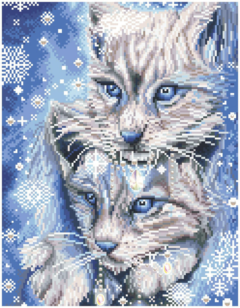 DIAMOND DOTZ - BLUE WINTER LYNX (17.6 x 13.7 - 45cm x 35cm)