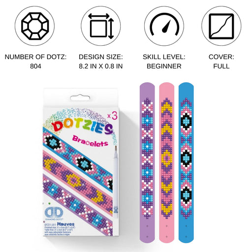 DIAMOND DOTZ - Dotzies Bracelets (3)Violets 21x2