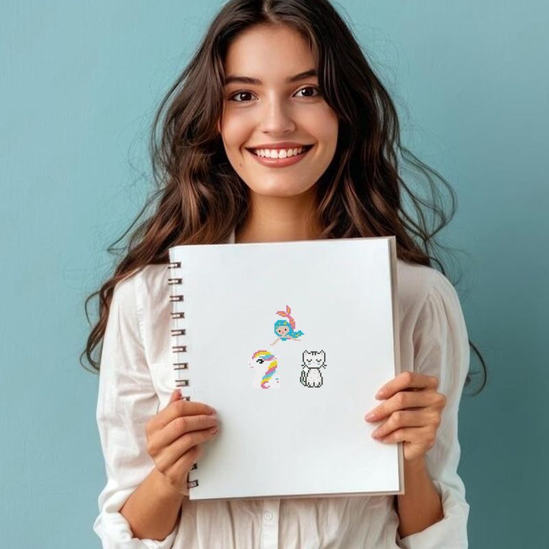 DIAMOND DOTZ - Dotzies Stickers (3) Unicorn, Kitten, Mermaid 18x10