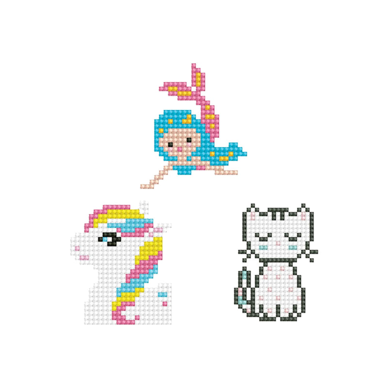 DIAMOND DOTZ - Dotzies Stickers (3) Unicorn, Kitten, Mermaid 18x10