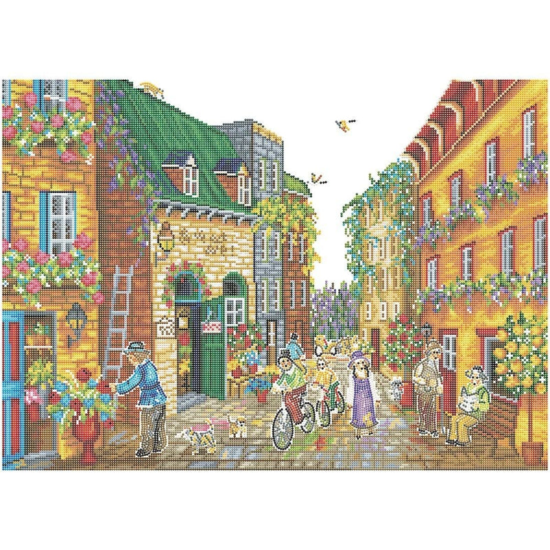 DIAMOND DOTZ - CHRISTINE GENEST - THE 1001 FLOWERS ALLEY (28" x 20" - 71cm x 51cm)