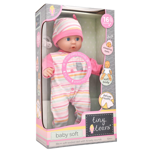 TINY TEARS - TALKING BABY SOFT DOLL W/16 SOUNDS - 38CM H