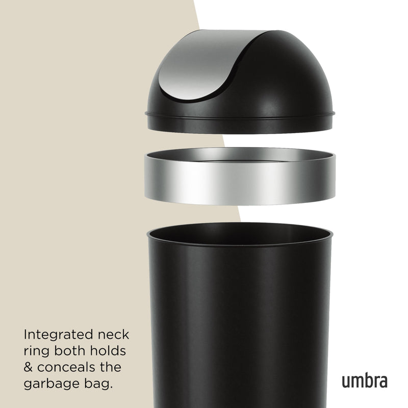UMBRA - Venti Trash Can _ Black-Nickel