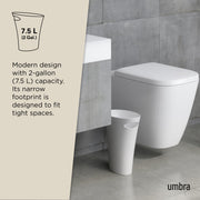 UMBRA - Skinny Trash Can _ Metallic-White