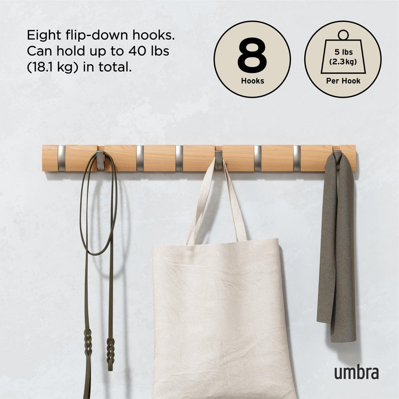 UMBRA - Flip 8 Wall Hook _ Natural-Nickel
