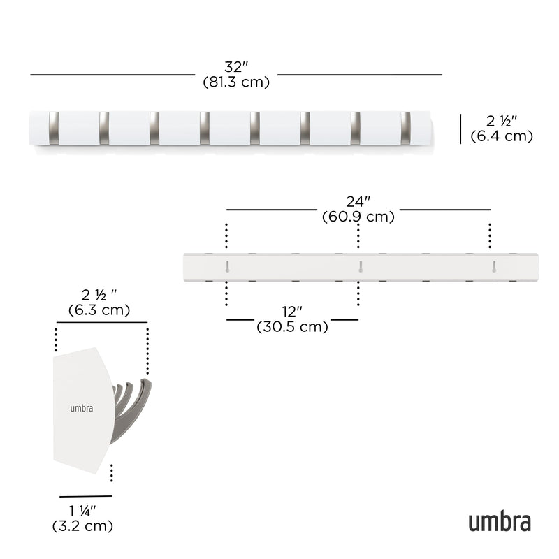UMBRA - Flip 8 Wall Hook _ White-Nickel