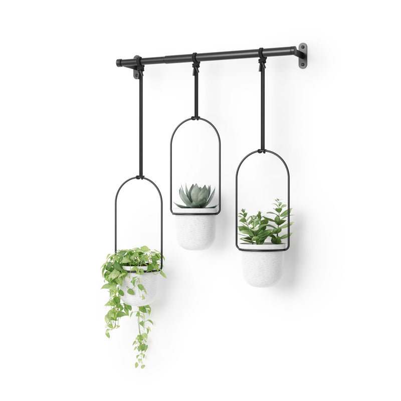 UMBRA - Triflora Hanging Planters, Set of 3 _ White-Black