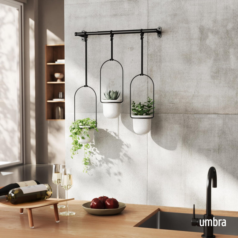 UMBRA - Triflora Hanging Planters, Set of 3 _ White-Black