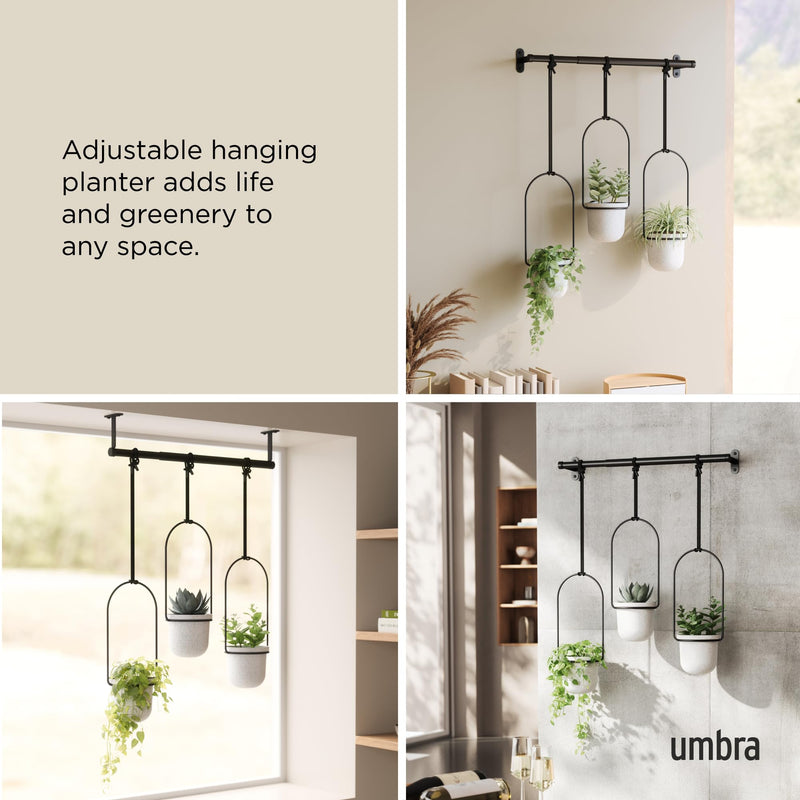 UMBRA - Triflora Hanging Planters, Set of 3 _ White-Black