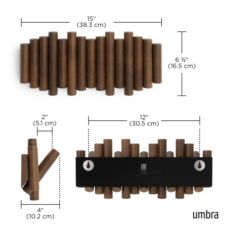 UMBRA - Picket 5 Wall Hook _ Aged-Walnut