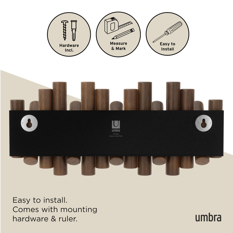 UMBRA - Picket 5 Wall Hook _ Aged-Walnut