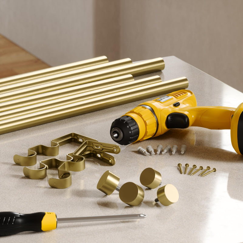 UMBRA - Cappa Double Curtain Rod _ 66-120" (168-305 cm) / Brass / 1" (2.5 cm)