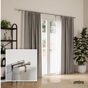 UMBRA - Cappa Double Curtain Rod _ 66-120" (168-305 cm) / Nickel / 1" (2.5 cm)