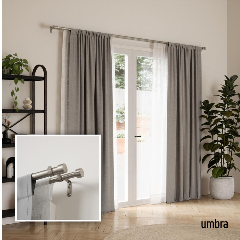 UMBRA - Cappa Double Curtain Rod _ 66-120" (168-305 cm) / Nickel / 1" (2.5 cm)