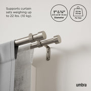 UMBRA - Cappa Double Curtain Rod _ 66-120" (168-305 cm) / Nickel / 1" (2.5 cm)