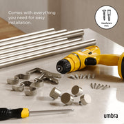 UMBRA - Cappa Double Curtain Rod _ 66-120" (168-305 cm) / Nickel / 1" (2.5 cm)