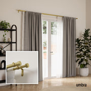 UMBRA - Cappa Double Curtain Rod _ 120-180" (305-457 cm) / Brass / 1" (2.5 cm)