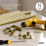 UMBRA - Cappa Double Curtain Rod _ 120-180" (305-457 cm) / Brass / 1" (2.5 cm)