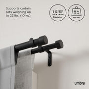 UMBRA - Cappa Double Curtain Rod _ 120-180" (305-457 cm) / Brushed-Black / 1" (2.5 cm)