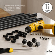 UMBRA - Cappa Double Curtain Rod _ 120-180" (305-457 cm) / Brushed-Black / 1" (2.5 cm)