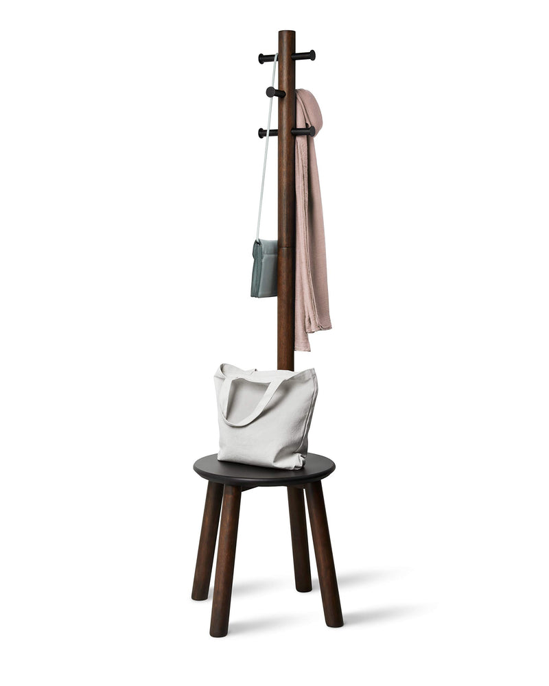 UMBRA - Pillar Stool and Coat Rack _ Black-Walnut