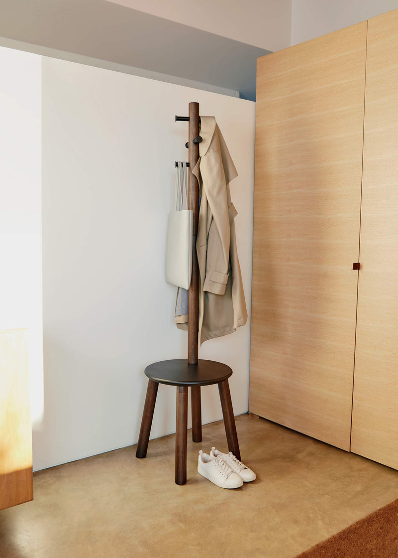 UMBRA - Pillar Stool and Coat Rack _ Black-Walnut
