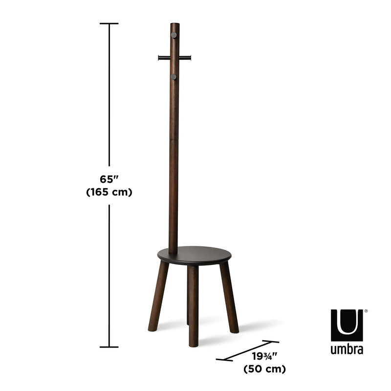 UMBRA - Pillar Stool and Coat Rack _ Black-Walnut