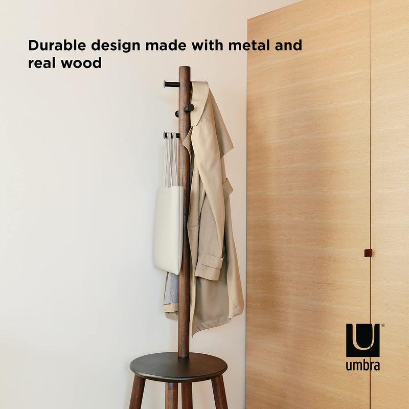 UMBRA - Pillar Stool and Coat Rack _ Black-Walnut