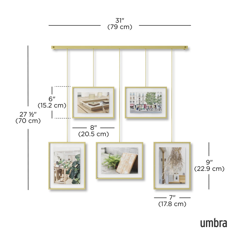 UMBRA - Exhibit Wall Picture Frames, Set of 5 _ Matte-Brass