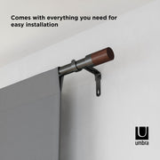 UMBRA - Blok Curtain Rod _ 36-72" (91-183 cm) / Gun-Metal / 1" (2.5 cm)