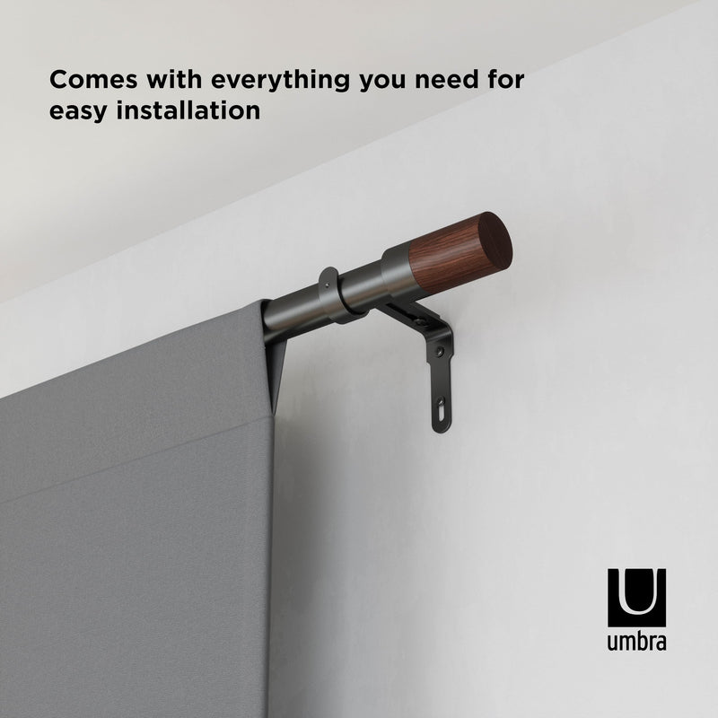 UMBRA - Blok Curtain Rod _ 36-72" (91-183 cm) / Gun-Metal / 1" (2.5 cm)