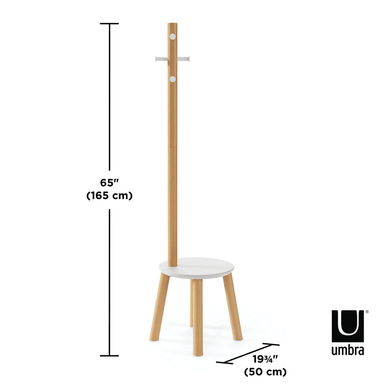 UMBRA - Pillar Stool and Coat Rack _ White-Natural