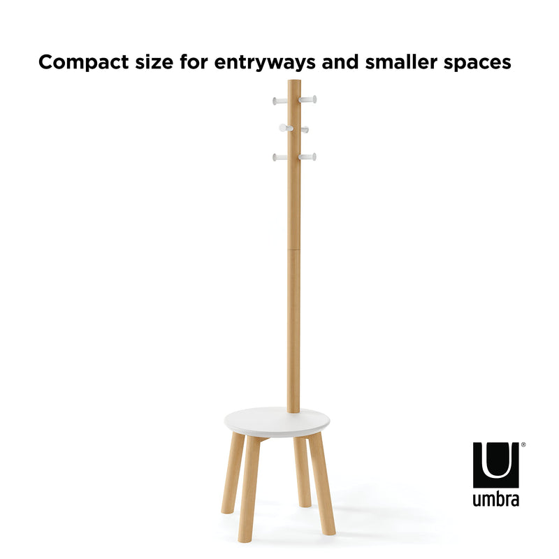UMBRA - Pillar Stool and Coat Rack _ White-Natural