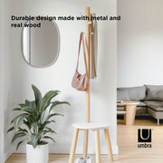 UMBRA - Pillar Stool and Coat Rack _ White-Natural