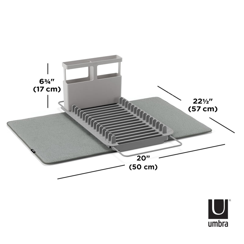 UMBRA - UDry Over the Sink Dish Rack with Mat _ Charcoal