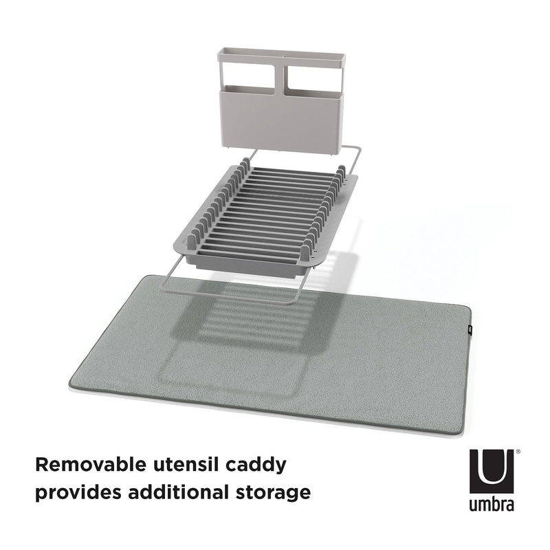 UMBRA - UDry Over the Sink Dish Rack with Mat _ Charcoal
