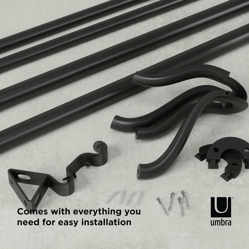 UMBRA - Midnight Blackout Double Curtain Rod _ Matte-Black / 42-120" (107-305 cm) / 3/4" (1.9 cm)