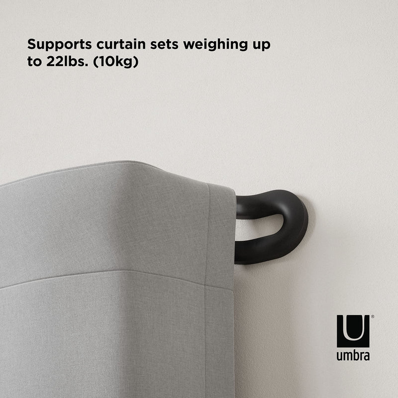 UMBRA - Midnight Blackout Double Curtain Rod _ Matte-Black / 42-120" (107-305 cm) / 3/4" (1.9 cm)