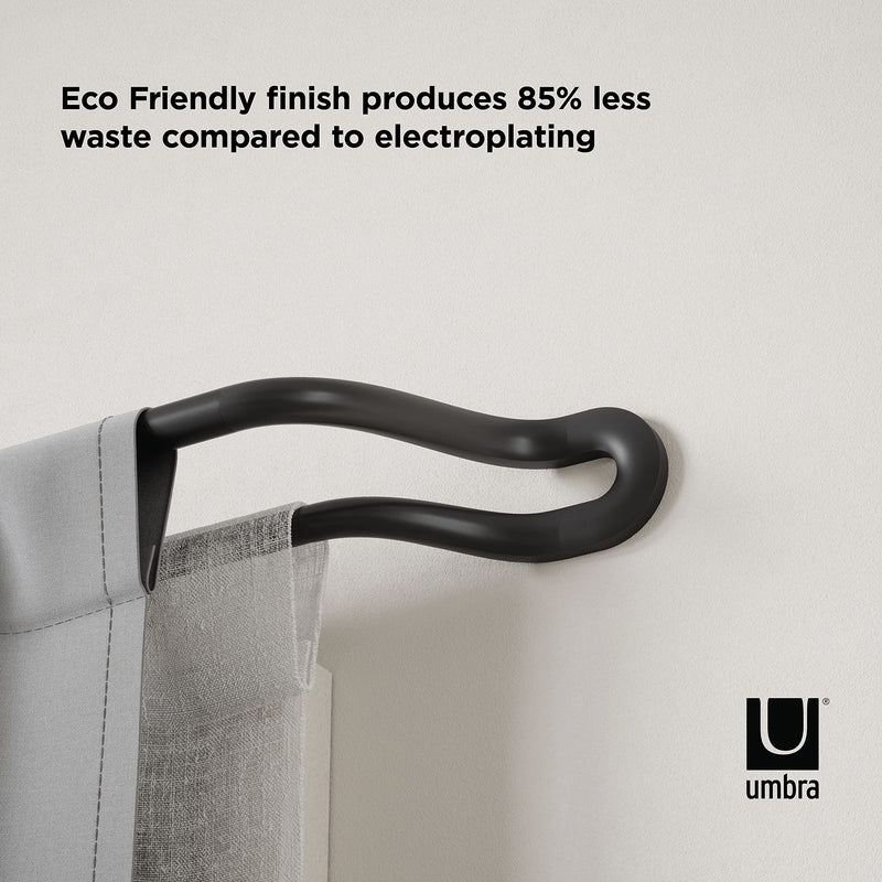 UMBRA - Midnight Blackout Double Curtain Rod _ Matte-Black / 42-120" (107-305 cm) / 3/4" (1.9 cm)