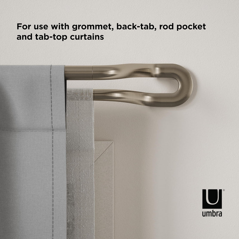 UMBRA - Midnight Blackout Double Curtain Rod _ Eco-Friendly Nickel / 42-120" (107-305 cm) / 3/4" (1.9 cm)