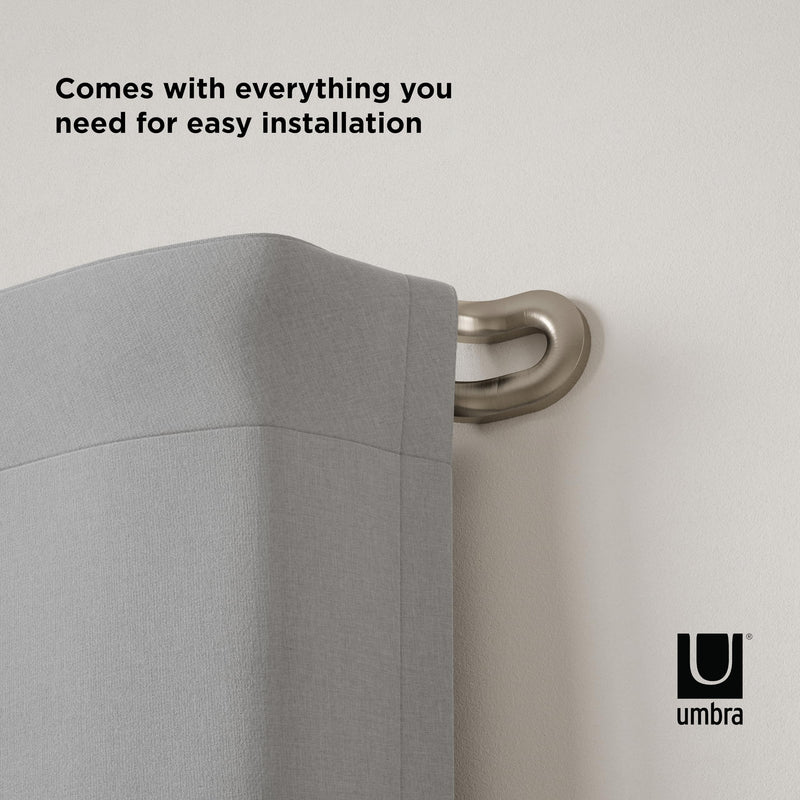 UMBRA - Midnight Blackout Double Curtain Rod _ Eco-Friendly Nickel / 42-120" (107-305 cm) / 3/4" (1.9 cm)