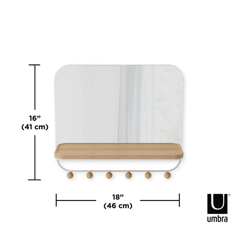 UMBRA - Estique Mirror with Hooks _ White-Natural