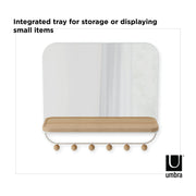 UMBRA - Estique Mirror with Hooks _ White-Natural