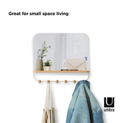 UMBRA - Estique Mirror with Hooks _ White-Natural