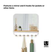 UMBRA - Estique Mirror with Hooks _ White-Natural