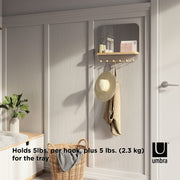 UMBRA - Estique Mirror with Hooks _ White-Natural