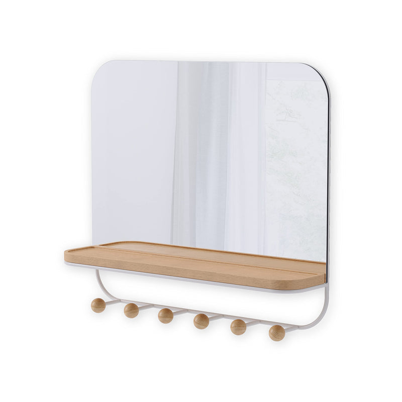 UMBRA - Estique Mirror with Hooks _ White-Natural