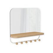 UMBRA - Estique Mirror with Hooks _ White-Natural